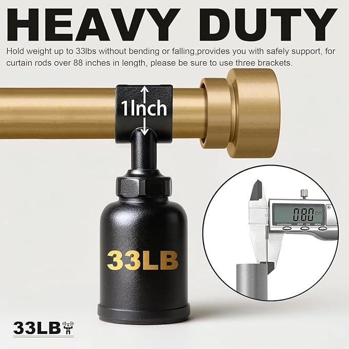 Lootkell 2 Pack Modern Gold Curtain Rods - Image 5