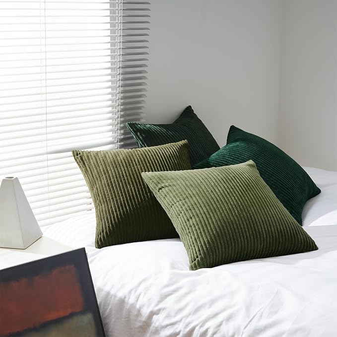 Topfinel Dark Green Euro Shams Decorative Throw Pillow Covers 22x22 Inch Set of - Image 5