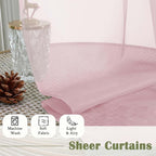 Lecloud Blush Pink Sheer Curtains 96 Inches Long 2 Panels Set, Modern Farmhouse - Image 8