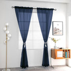 youleyar Solid Sheer Rod Pocket Curtain Voile Draperies 2 Panels White Beige - Image 2