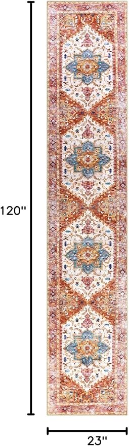 Yamaziot Washable Runner Rug, 2x10 Non-Slip Boho Vintage Hallway Rug Runner - Image 2