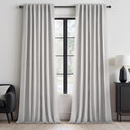 Topfinel 95 Inches Length Custom Blackout Linen Curtains Back Tab Pinch Pleated by Topfinel