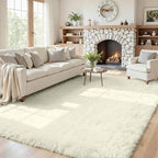 5x7 Area Rugs for Living Room Rug: Soft Fluffy Shag Cream White Rugs for Bedroom by CarpetAddColortoYourLife