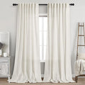 Cream Linen Curtains 102 inches Long 2 Panels Set by Nanspring
