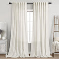 2 Panels Set Cream Linen Curtains 105 inches Long by Nanspring