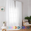 Simplebrand Sheer White Curtains 96 Inches Long, Light Filtering Rod Pocket by Simplebrand