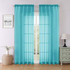 Lecloud Turquoise Sheer Curtains by Lecloud