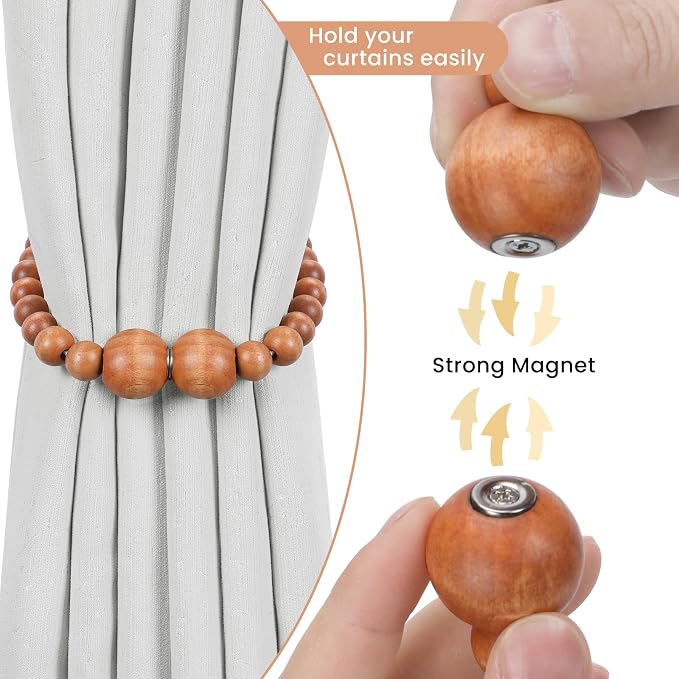 Magnetic Curtain Tiebacks, 6 Pack Curtain Holdbacks - Image 2