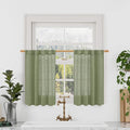 LAMIT Sage Green Linen Curtains 30 Inch Length, Semi Sheer Light Filtering by LAMIT