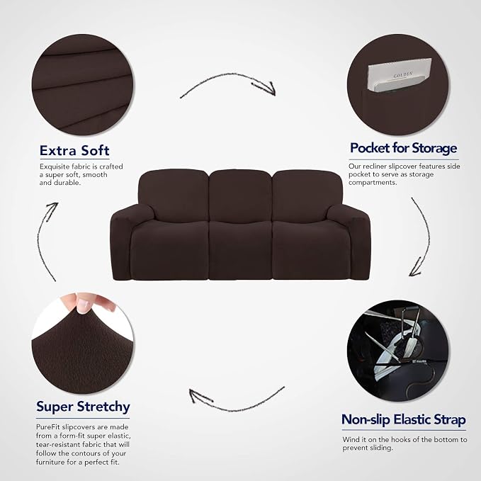 PureFit Super Stretch 3 Seats Recliner Chair Sofa Couch Cover - Image 3