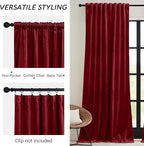RYB HOME Red Velvet Curtains 84 inches- Room Darkening Curtains Heavy Duty - Image 4