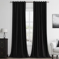 Guken Black 100% Blackout Curtains 90 Inch Length 2 Panels Set by Guken