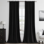 Guken Black 100% Blackout Curtains 120 Inch Length 2 Panels Set by Guken