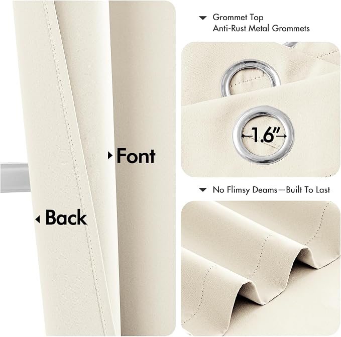 MIULEE Birch Blackout Curtains for Bedroom Living Room 72 Inches Long 2 Panels - Image 4