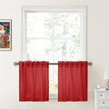 HOMEIDEAS Christmas Non-See-Through Red Privacy Sheer Kitchen Curtains by HOMEIDEAS