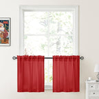 HOMEIDEAS Christmas Non-See-Through Red Privacy Sheer Kitchen Curtains by HOMEIDEAS