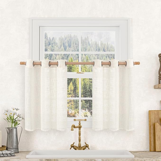 LAMIT Cream Linen Curtains 36 Inch by LAMIT