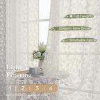 Chyhomenyc Ivory Sheer Curtains 84 Inch Length 2 Panels Set, Light Filtering - Image 2
