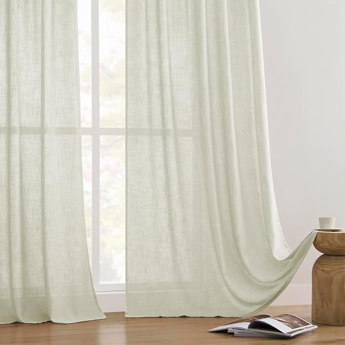 Joydeco Linen Curtains 108 Inch Length 2 Panel Sets, Light Filtering Curtains - Image 8