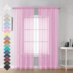 OVZME Sheer Window Curtains 96 Inch Length 2 PCS, Rod Pocket Voile Drapes by OVZME