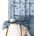 HOMEIDEAS Stone Blue Floral Sheer Curtains 96 Inches Long 2 Panels Embroidered by HOMEIDEAS