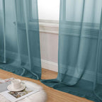 Dusty Blue Sheer Curtain for Bedroom Living Room 72 Inches Long 2 Panels Set - Image 8