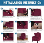H.VERSAILTEX Wingback Chair Covers Velvet Plush Wing Chair Slipcover 1 Piece - Image 6