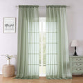 Lecloud Sage Green Sheer Curtains 96 Inches Long 2 Panels, Solid Airy Voile by Lecloud