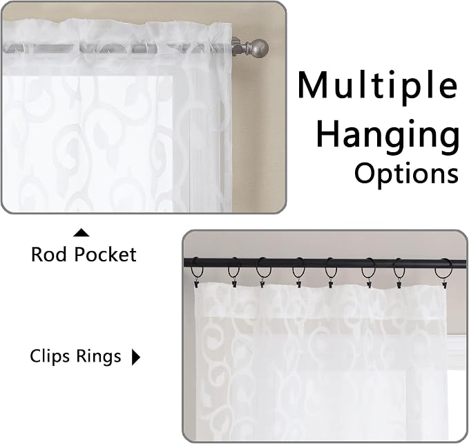 OWENIE Furman White Kitchen Curtains Tiers 36 inch Length, Light Filtering Soft - Image 6