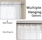 OWENIE Furman White Sheer Curtains 45 Inch Length 2 Panels Set - Image 4