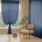 Navy Blue Sheer Curtains for Window 72 inches Long 2 Panels Set, Soft Airy - Image 8