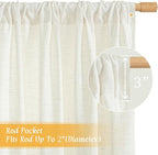 LAMIT Natural Linen Curtains for Bedroom, 72 Inch Faux Linen Textured Light - Image 3