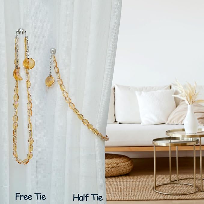 PEDOBO Magnetic Curtain Tiebacks, 2 Pack Crystal Beaded Sun & Moon Pendants - Image 5