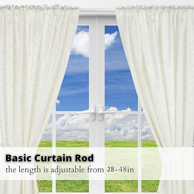 Blu-Pier Tech Heavy Duty Single Rod Standard White 28"-48" Adjustable Curtain - Image 4