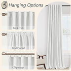 Guken White 100% Blackout Linen Curtains 40 Inch Wide by 96 Inch 2 Panels Set - Image 6