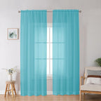 OWENIE Aqua Sheer Curtains for Bedroom Living Room 90 Inches Long, Elegant by OWENIE