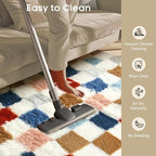 Ophanie Checkered Rainbow Rug for Living Room Bedroom, Colorful Fluffy Soft - Image 6