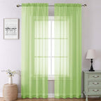 Lecloud Lime Sheer Curtains for Living Room 90 Inches Long 2 Panels, Solid by Lecloud