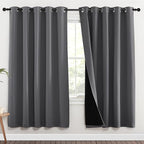 NICETOWN Grey Full Shade Curtain Panels, Pair of Energy Smart & Noise Blocking - Image 2