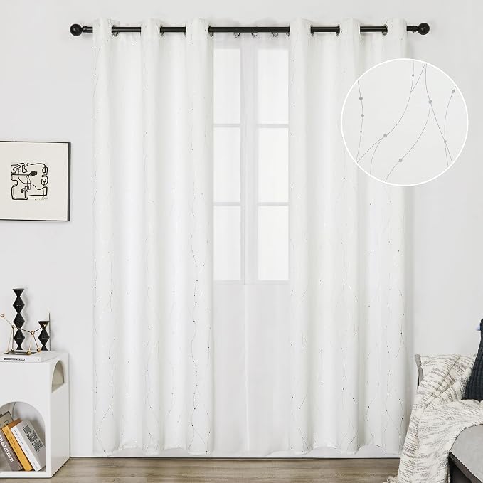 Deconovo White Curtains, Room Darkening Curtain, Thermal Insulated Soundproof - Image 5