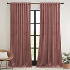 RYB HOME Wild Rose Pink Velvet Curtains 90 inches Long by RYBHOME