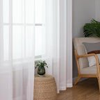 Lecloud White Sheer Curtains 50 Inch Length 2 Pcs, Light Filtering Voile - Image 7