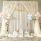 Ivory Tulle Backdrop Curtain for Wedding Parties 10ft x 10ft Sheer Backdrop - Image 3