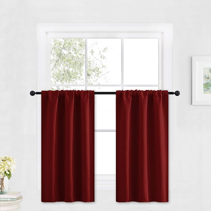 RYB HOME Blackout Cafe Curtains 30 inch Length, Short Light UV Heat Blocking by RYBHOME