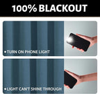 Yakamok Dusty Blue Linen Curtains 100% Blackout 96 Inches Long, Room Darkening - Image 2