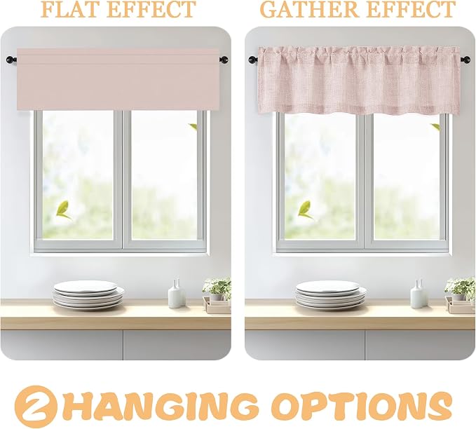 OWENIE Blush Pink Valances for Windows 1 Pcs 20 Inch Length, Light Filtering - Image 5