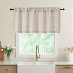 Linen Valances for Windows, Light Filtering Faux Linen Textured Small Short by WelvetBLK