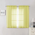 Lecloud Lemon Sheer Curtains for Living Room 54 Inch Length 2 Pcs, Solid Color by Lecloud