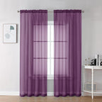 Chyhomenyc Plum Sheer Curtains, 84 inches Long 2 Panels Set, Rod Pocket Voile by Chyhomenyc