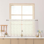 Chyhomenyc Ivory Sheer Curtains 24 Inch Length, Light Filtering Leaf Tufted by Chyhomenyc